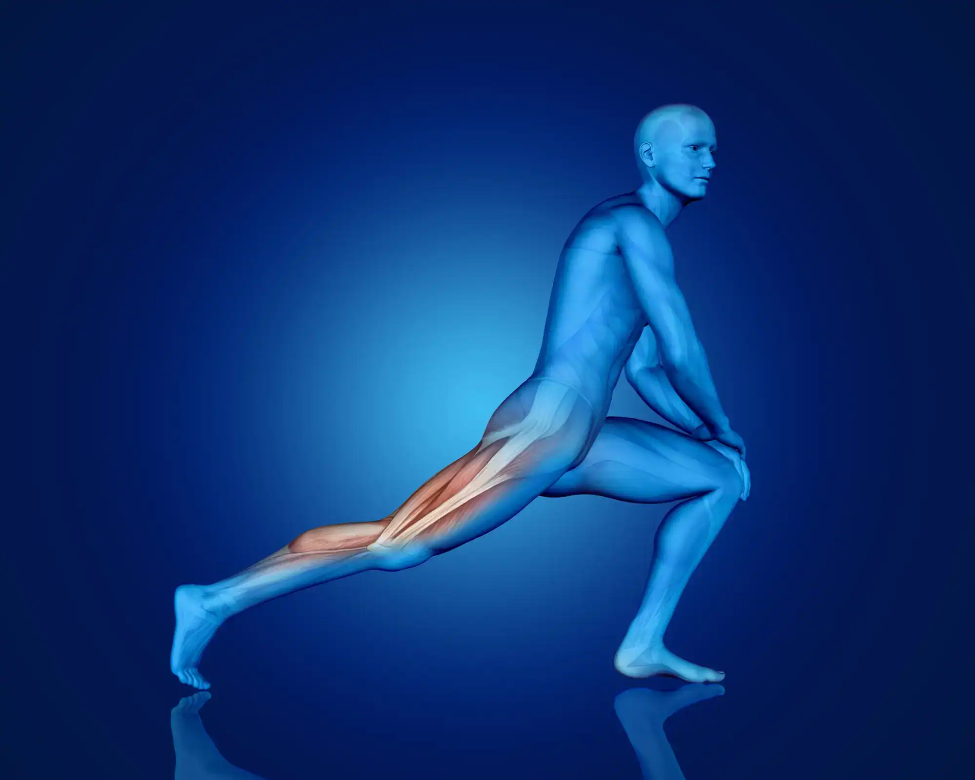 Man performing a stretching exercise for leg pain relief.